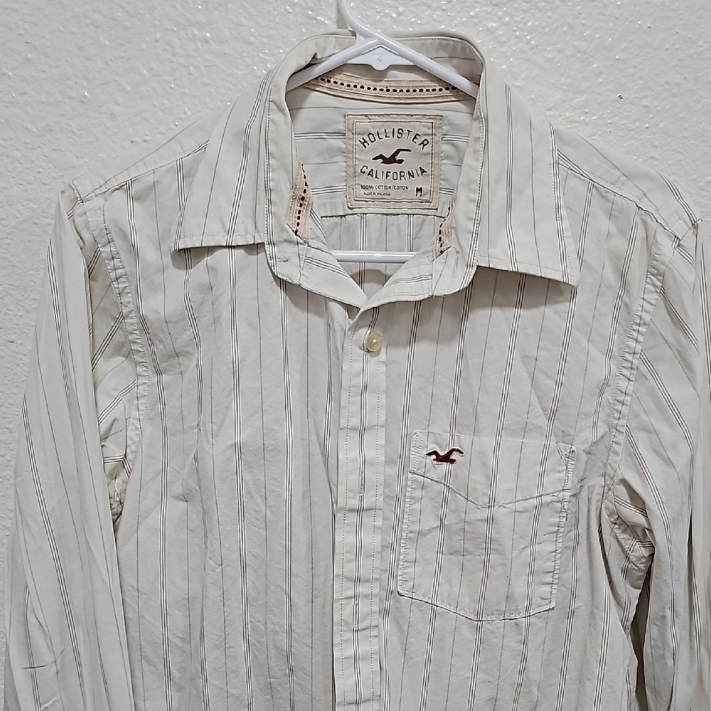 Hollister White Casual Button Down Shirt